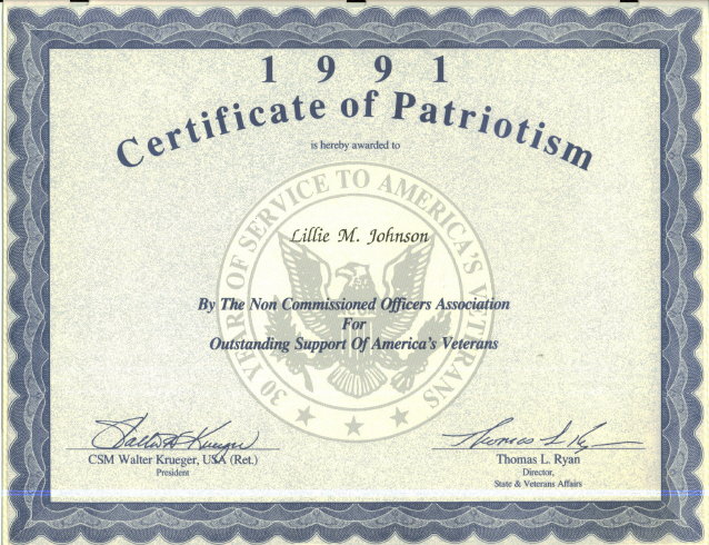 Certificate of Patriotism